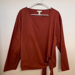 Adrienne Vittadini Terracotta Asymmetrical Tie-Front Blouse